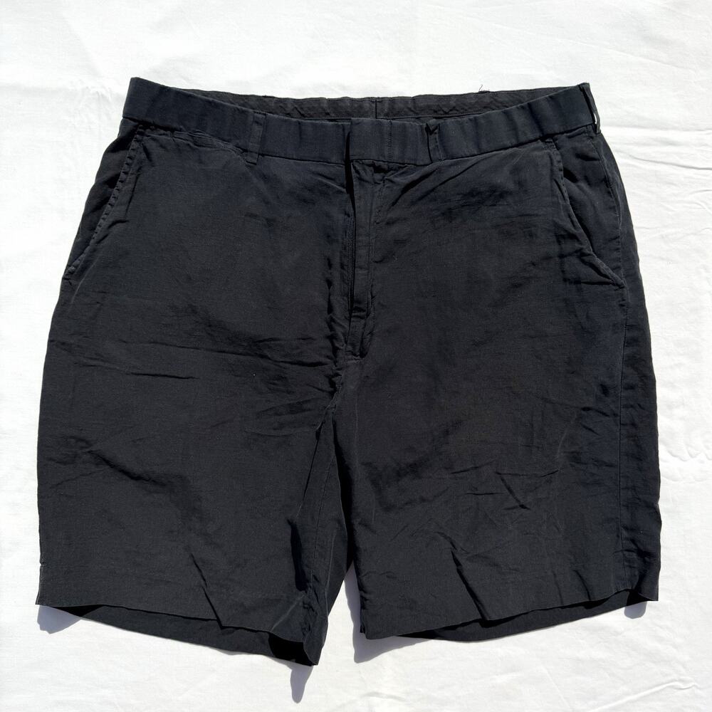 Polo Ralph Lauren Linen Silk Blend Chino Shorts Mens 36 Black Flat Front